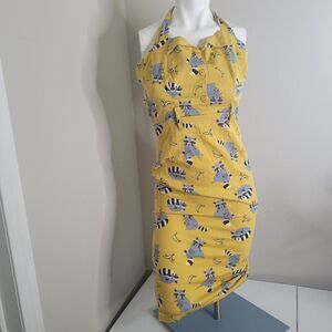 Kimberly Ravenous Raccoons size 4  XS Swing Dress by Collectif sheath open zip